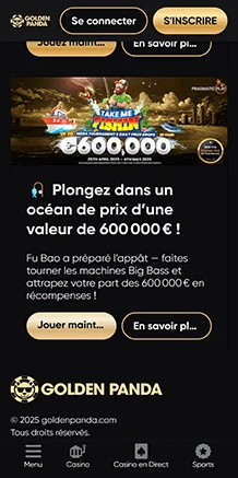 golden panda bonus de bienvenue